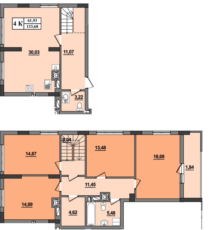 Двухуровневая 133.68 м² в ЖК на ул. Манастирского, 2А, 4, 6 от 18 100 грн/м², Львов