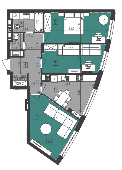 3-кімнатна 76.4 м² в ЖК Парус City від 17 900 грн/м², Львів