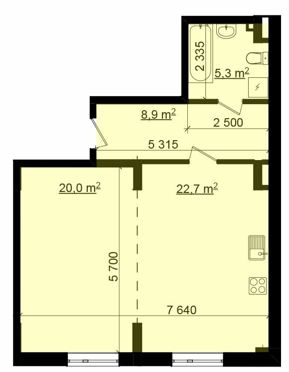 1-кімнатна 56.7 м² в ЖК Пролісок від 17 100 грн/м², Харків