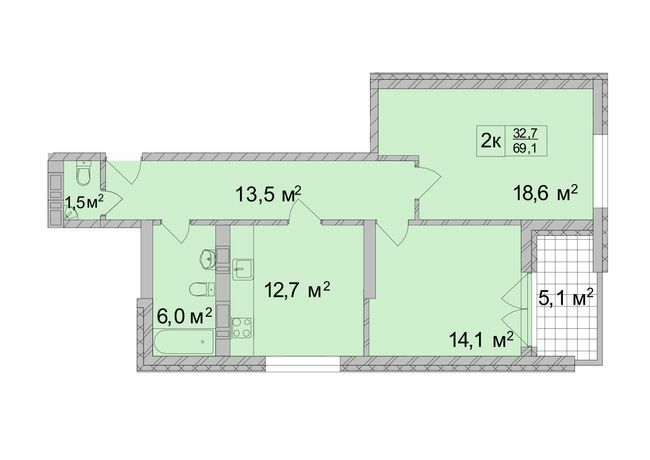 2-комнатная 69.1 м² в ЖК ТИТУЛ Дом на Пушкинской от 37 750 грн/м², Харьков