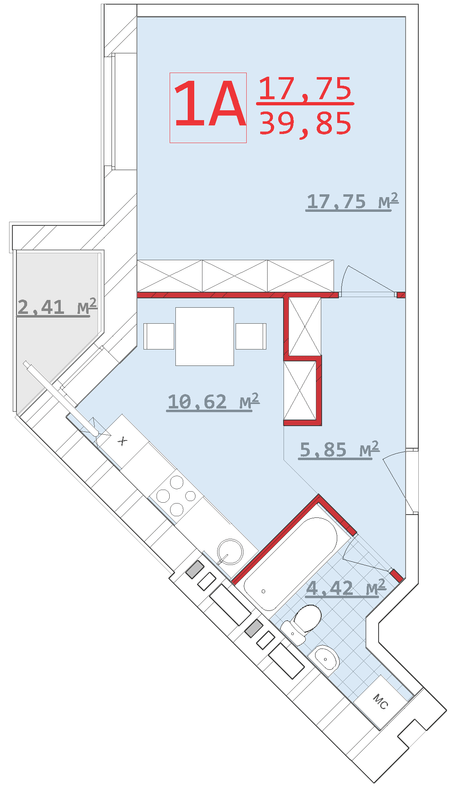 1-комнатная 39.85 м² в ЖСК Новый дом на Котлова от 17 900 грн/м², Харьков