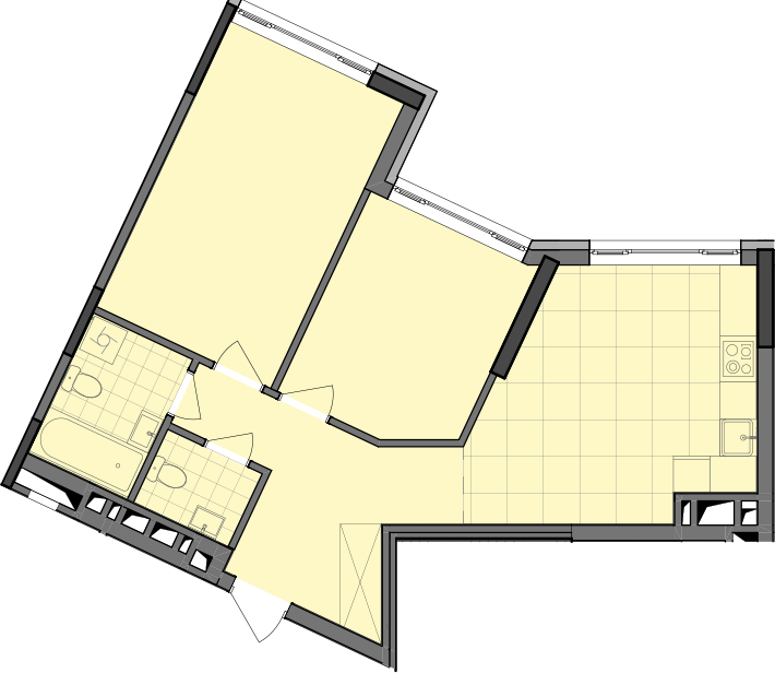 2-комнатная 61.95 м² в ЖК Dibrova Park от 25 309 грн/м², Киев