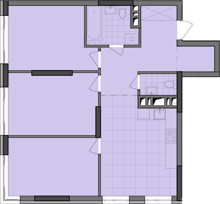 3-кімнатна 83.11 м² в ЖК Dibrova Park від 19 679 грн/м², Київ