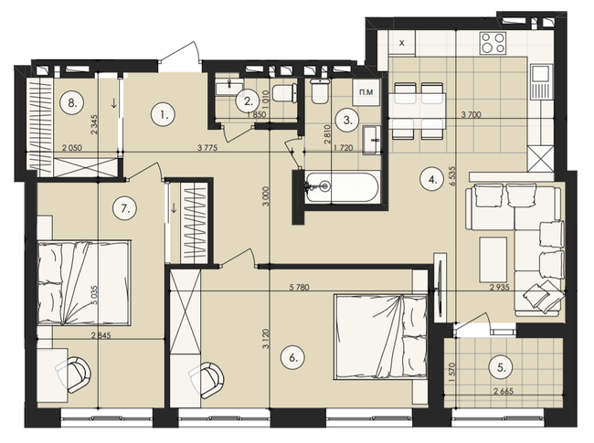 2-комнатная 85.59 м² в ЖК Royal Park от 16 900 грн/м², г. Дубляны