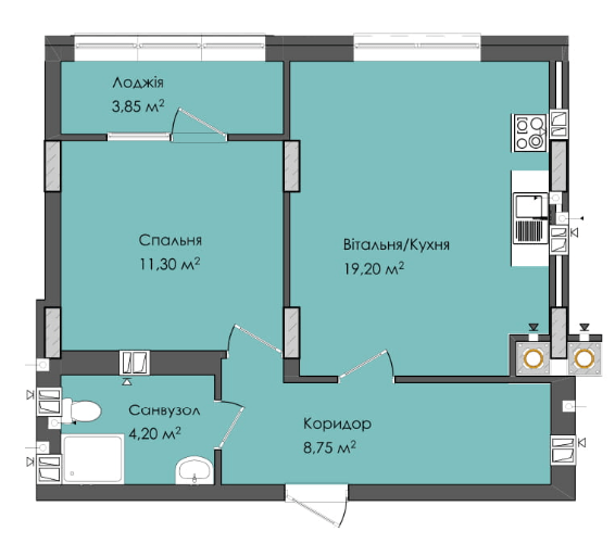 1-комнатная 47.3 м² в ЖК Комфорт Плюс от 16 250 грн/м², г. Дубляны