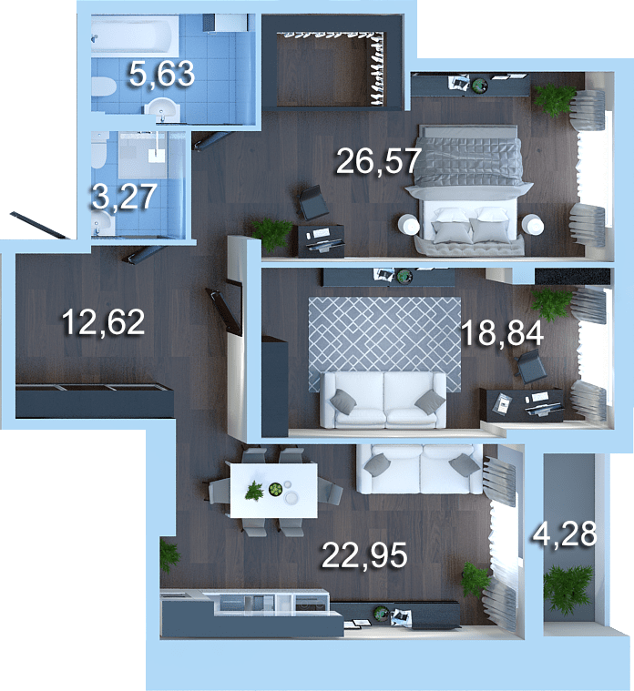 2-кімнатна 90.7 м² в ЖК Новопечерська Вежа від 41 557 грн/м², Київ