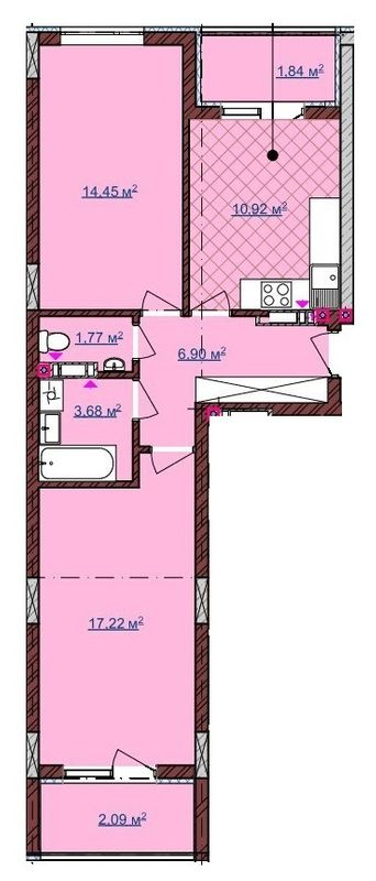 2-комнатная 59 м² в ЖК на ул. Вулецкая от 12 500 грн/м², с. Горишний