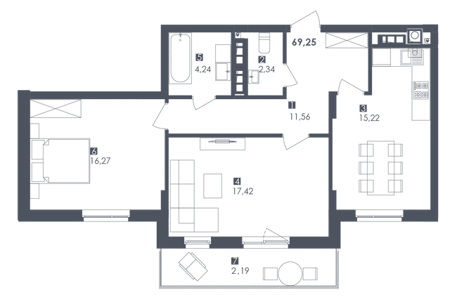 2-кімнатна 69.25 м² в ЖК Сад Пісень від 32 450 грн/м², Львів