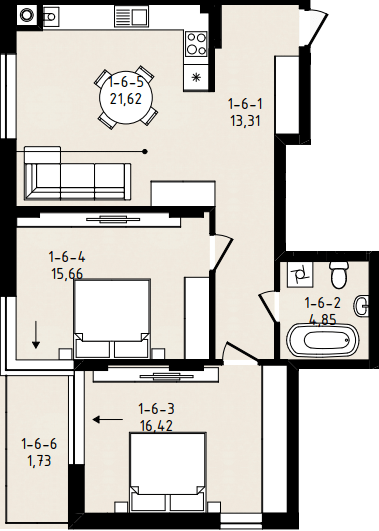 2-кімнатна 73.6 м² в ЖК на вул. Мечникова, 39а, 39б від 31 650 грн/м², Львів