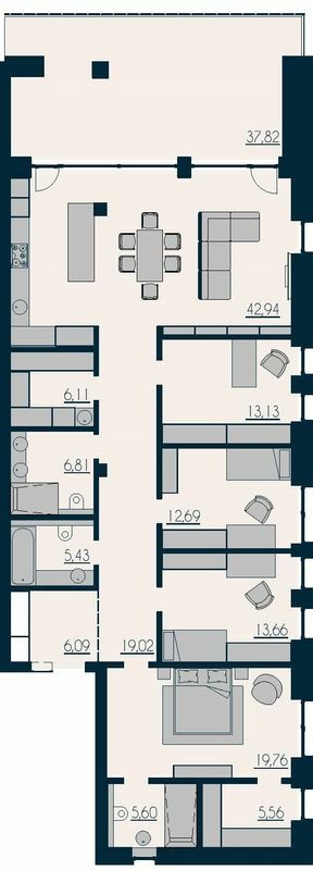 4-комнатная 165 м² в КД Community от застройщика, Одесса