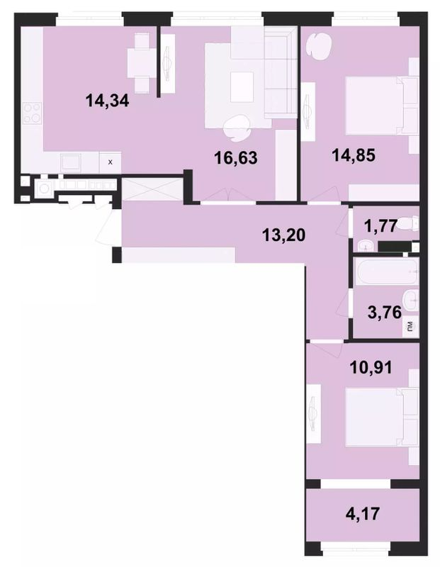 3-кімнатна 79.63 м² в ЖК Київський від 20 950 грн/м², Чернівці