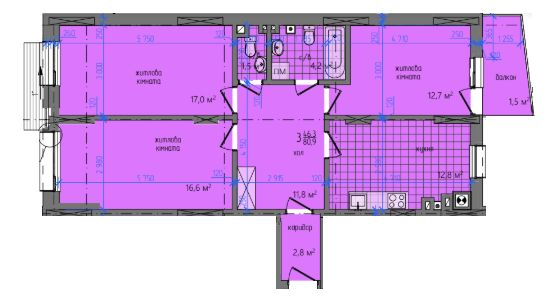 3-кімнатна 80.9 м² в ЖК на вул. Південно-Кільцева, 5л від 15 650 грн/м², Чернівці