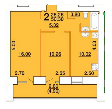 2-кімнатна 50.3 м² в ЖК Апельсин від 18 500 грн/м², Миколаїв