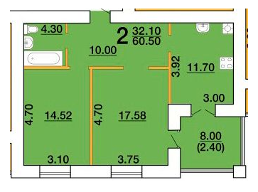 2-кімнатна 60.5 м² в ЖК Апельсин від 19 200 грн/м², Миколаїв