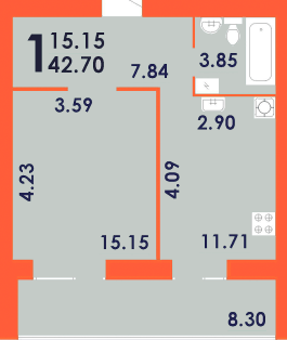 1-кімнатна 42.7 м² в ЖК Park Residence від 19 500 грн/м², Запоріжжя