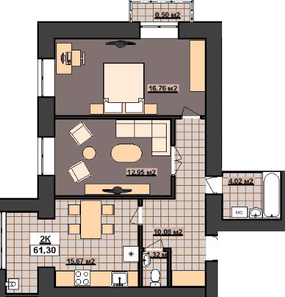 2-кімнатна 61.3 м² в ЖК Гетьманський від 14 200 грн/м², Івано-Франківськ