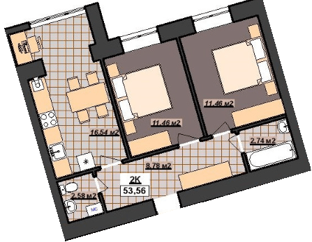 2-кімнатна 53.56 м² в ЖК Гетьманський від 14 200 грн/м², Івано-Франківськ