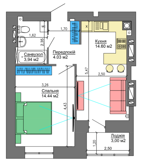 1-кімнатна 38.51 м² в ЖК NIKOSTAR Comfort+ від 18 150 грн/м², Миколаїв