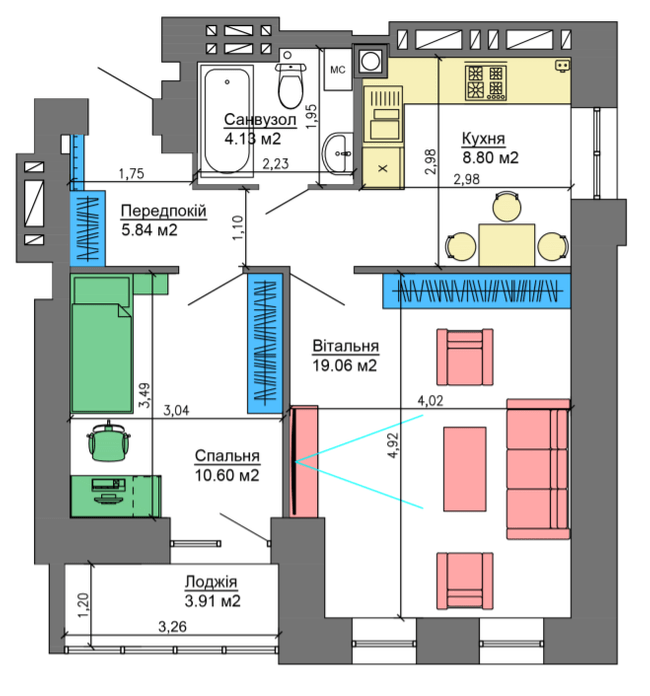 2-комнатная 50.39 м² в ЖК NIKOSTAR Comfort+ от 14 550 грн/м², Николаев