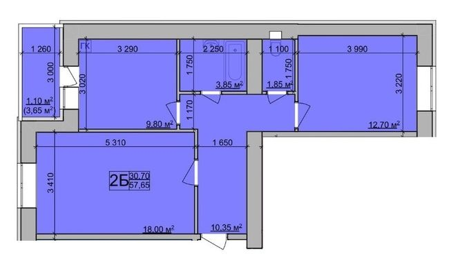 2-кімнатна 57.65 м² в ЖК Зоря від 22 000 грн/м², Вінниця