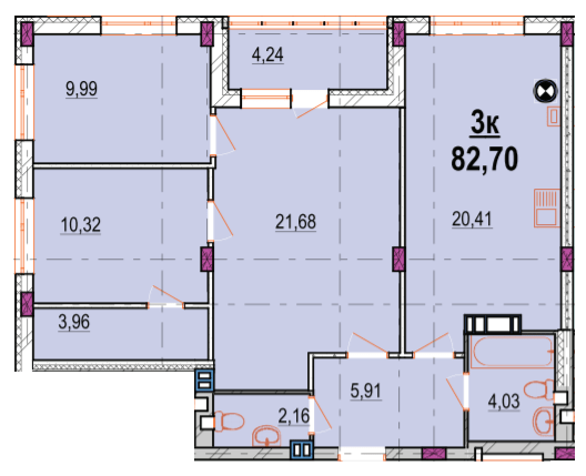 3-кімнатна 82.7 м² в ЖК Родинний маєток від 25 500 грн/м², Вінниця
