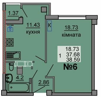 1-кімнатна 38.59 м² в ЖК River House від 17 500 грн/м², Луцьк