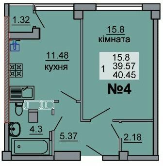 1-комнатная 40.45 м² в ЖК River House от 17 500 грн/м², Луцк