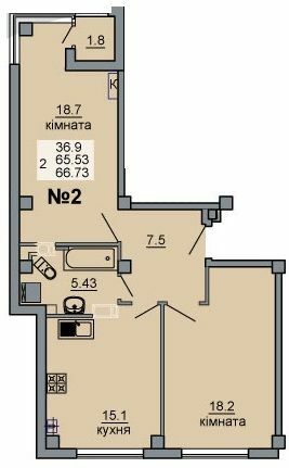 2-комнатная 66.73 м² в ЖК River House от 16 000 грн/м², Луцк