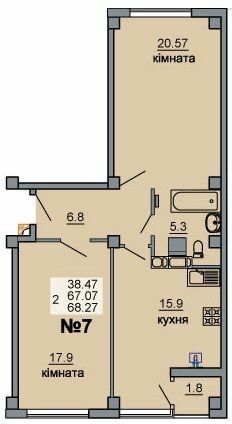 2-комнатная 68.27 м² в ЖК River House от 16 000 грн/м², Луцк