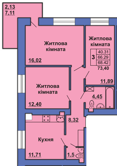 3-кімнатна 73.4 м² в ЖК на вул. Великотирнівська, 4А від 23 000 грн/м², Полтава