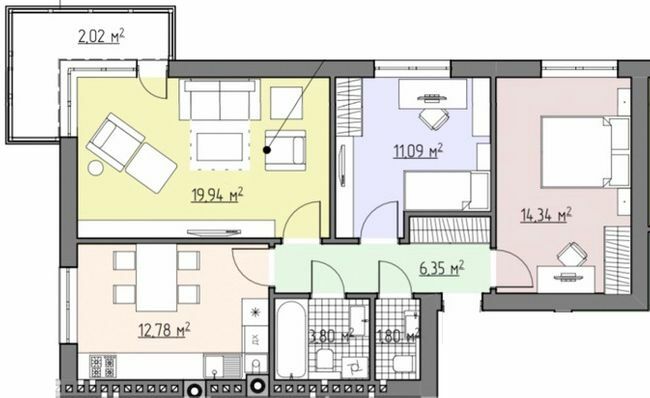 3-комнатная 72.12 м² в ЖК Perfect house от 21 600 грн/м², Ровно