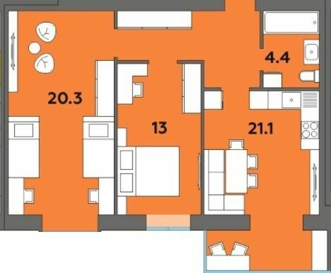 2-комнатная 66.4 м² в ЖК Orange City от 17 950 грн/м², г. Вараш