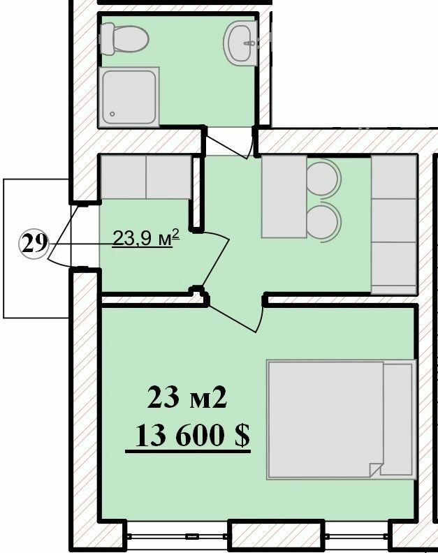 1-комнатная 24.8 м² в ЖК Серебряная Подкова от 18 750 грн/м², Ровно