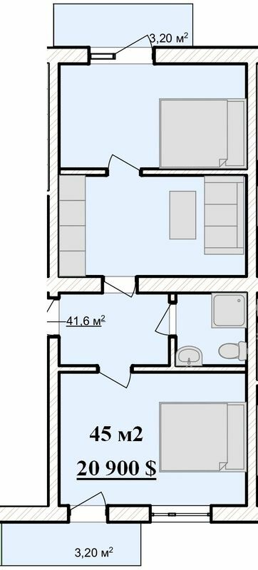 2-комнатная 45 м² в ЖК Серебряная Подкова от 13 400 грн/м², Ровно