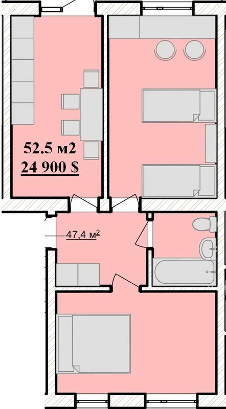 2-комнатная 52.5 м² в ЖК Серебряная Подкова от 16 650 грн/м², Ровно