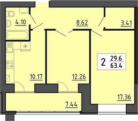 2-кімнатна 63.4 м² в ЖК Енергія від 22 700 грн/м², Тернопіль