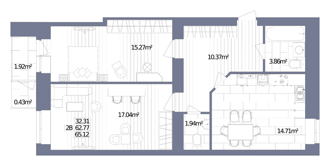 2-комнатная 65.12 м² в ЖК Oliva от 19 000 грн/м², г. Горишние Плавни