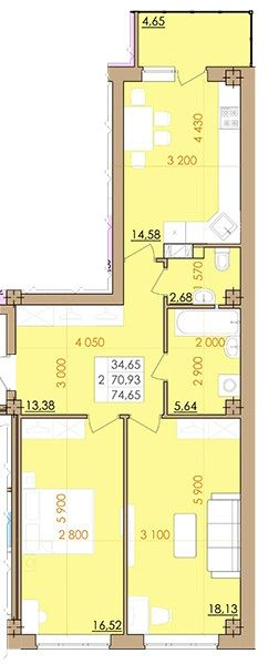 2-кімнатна 74.65 м² в ЖК Європейський квартал від 17 100 грн/м², Полтава