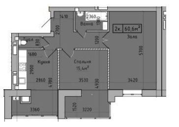 2-кімнатна 60.6 м² в ЖК Центральний від 15 000 грн/м², м. Кременчук