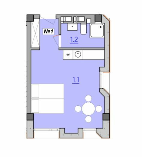 1-комнатная 28 м² в Апарт-комплекс Кампус от 15 500 грн/м², Тернополь