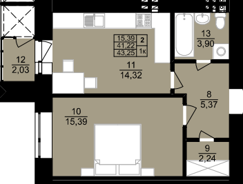 1-кімнатна 43.25 м² в ЖК Затишний двір від 14 000 грн/м², Тернопіль