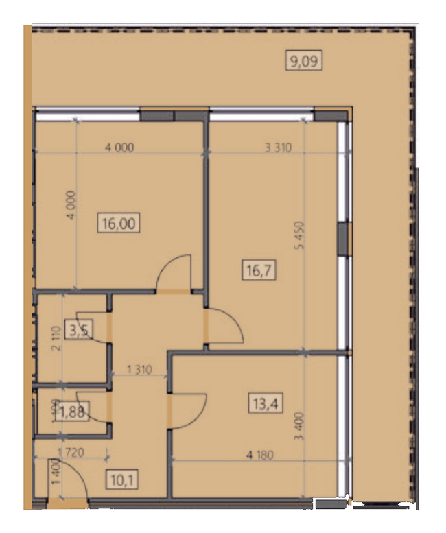 2-комнатная 70.56 м² в ЖК Crystal от 23 150 грн/м², Ужгород