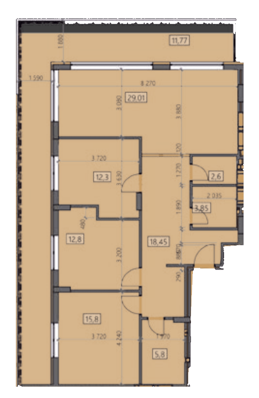 3-комнатная 112.3 м² в ЖК Crystal от 19 150 грн/м², Ужгород