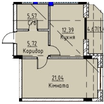 1-кімнатна 46.13 м² в ЖК Графіт від 16 000 грн/м², Ужгород