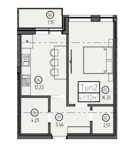 1-кімнатна 41.92 м² в ЖК Sky Towers від 51 740 грн/м², м. Тячів