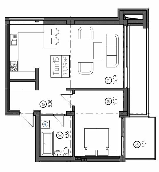 2-комнатная 71.29 м² в ЖК Sky Towers от 48 158 грн/м², г. Тячев