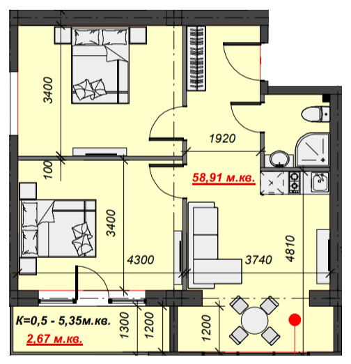 2-комнатная 61.58 м² в ЖК Green Park Resort от 28 900 грн/м², с. Поляна