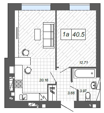 1-комнатная 40.5 м² в ЖК Новые Метры п27 от 21 500 грн/м², г. Ирпень