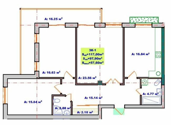 3-комнатная 117 м² в ЖК Dream House от 28 400 грн/м², Херсон