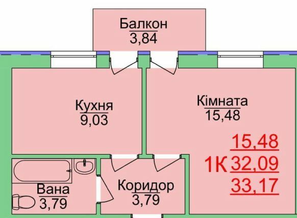 1-комнатная 33.17 м² в ЖК Зеленый оазис от 15 000 грн/м², Херсон